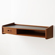 Wall mounted shelf / desk with drawer in teak