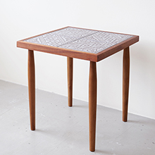 Tile top table in teak