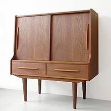 Sideboard with sliding doors in teak
